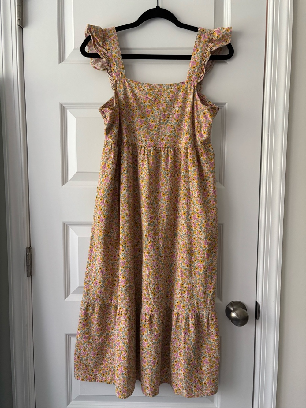Universal Thread Yellow Floral Ruffle-Shoulder Sundress S
